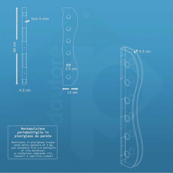 montepulciano porta bottiglie verticale da parete 6 posti 3